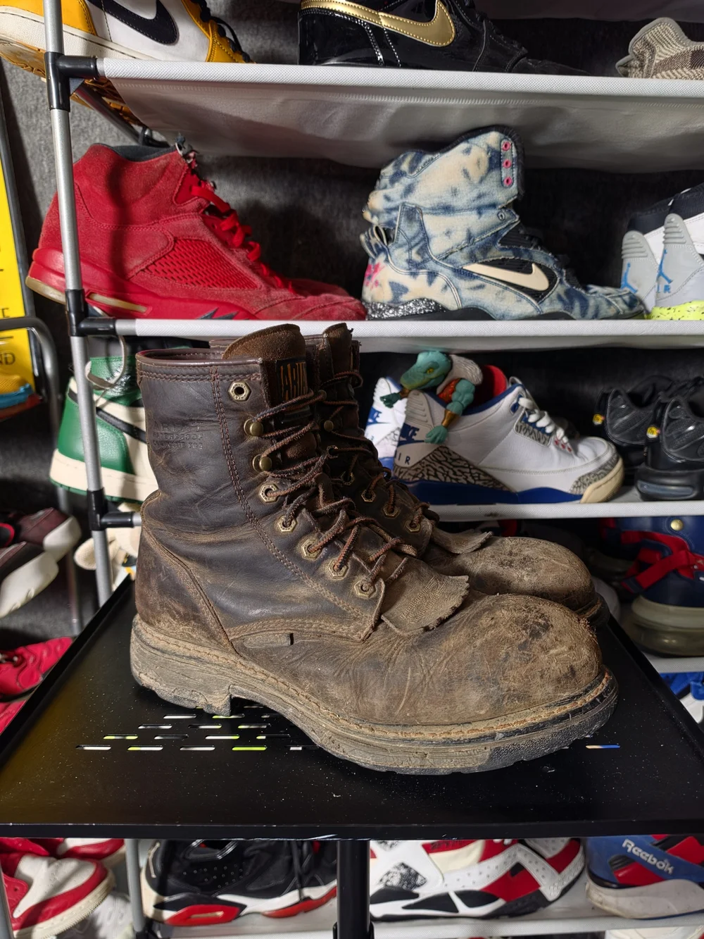 🔥 Ariat Men's Brown Work Boots Men Size 9.5 D Rugged Leather Lace Up
